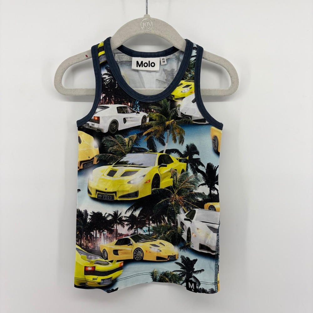 Molo Kids Sports Car Tank Top Size 92/98 Toddler Boy Sleeveless Shirt NWOT